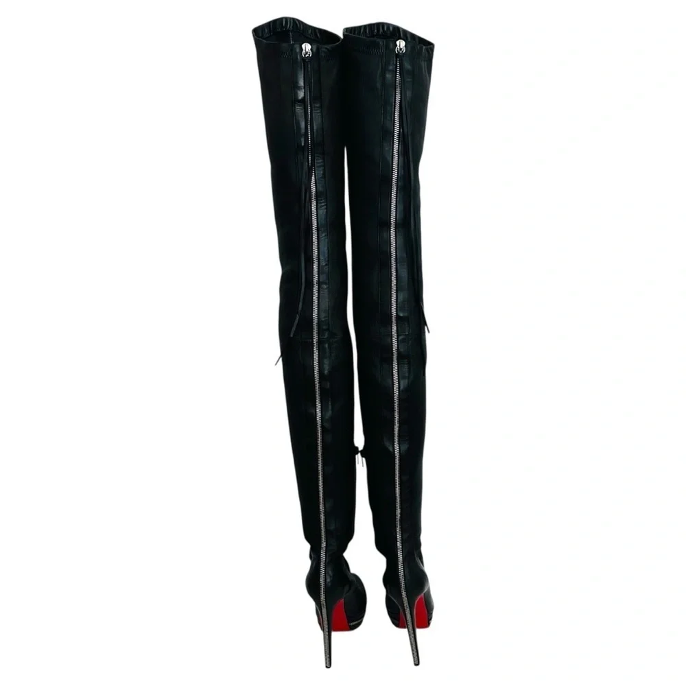 Christian Louboutin Unique 140 OTK Black Leather Boots EU 37 Nappa Leather